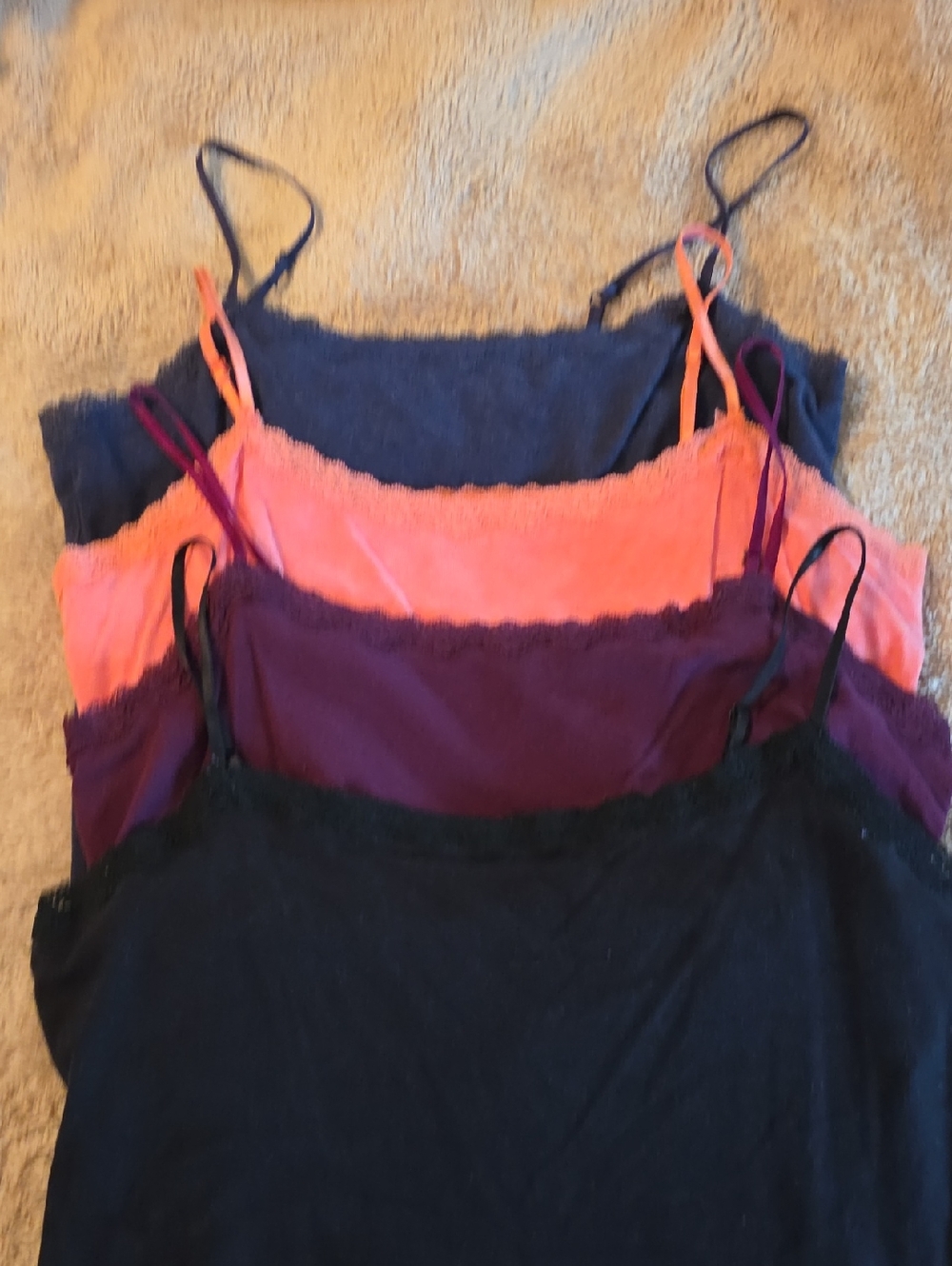 4 Pack Women’s Lace-Trim Cami Tank Top - Black, Plum, Coral, Navy